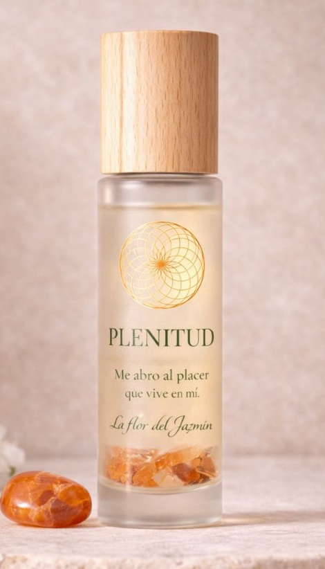 Frasco de perfume emocional Plenitud con cornalina